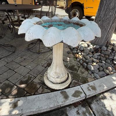 Sale Photo Thumbnail #1462: 2-Pc 36”t x 28” Dia. Concrete outdoor Bird Bath