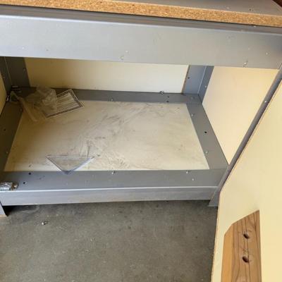 Sale Photo Thumbnail #1486: Rollling Shop/Saw Table w/lockable cabinet 48”x24”d