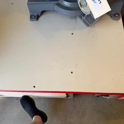 Sale Photo Thumbnail #1488: Rollling Shop/Saw Table w/lockable cabinet 48”x24”d