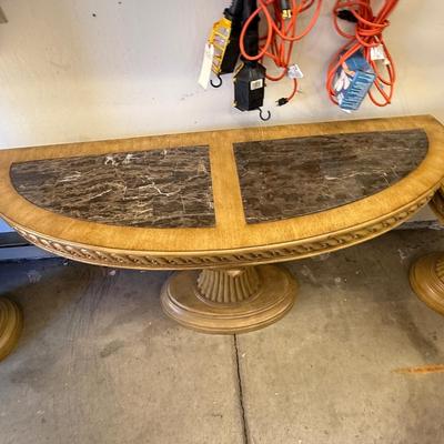 Sale Photo Thumbnail #1530: Wood & Marble Top 3-Pc Entry/End Table Set 