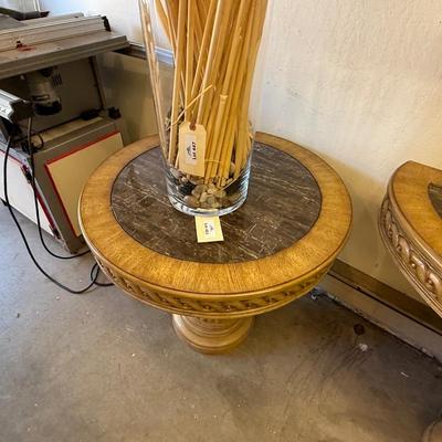 Sale Photo Thumbnail #1532: Wood & Marble Top 3-Pc Entry/End Table Set 