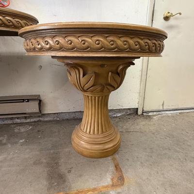 Sale Photo Thumbnail #1527: Wood & Marble Top 3-Pc Entry/End Table Set 