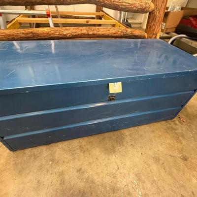 Sale Photo Thumbnail #1547: Blue Metal Truck Box 4’ l x 21”d - No key but lockable