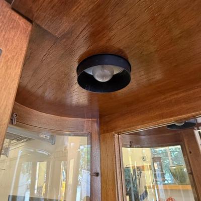 Sale Photo Thumbnail #1600: Wood & Glass Oval Curio Cabinet 77”x15”49” lighted