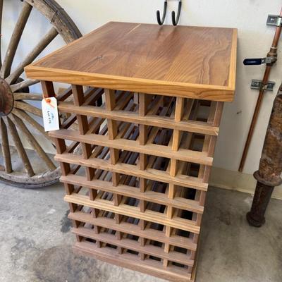 Sale Photo Thumbnail #1632: Nice Teak Wood 38”t x 27’d x 24”w Wine Rack