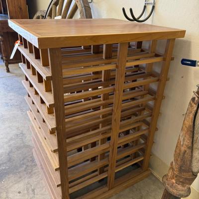 Sale Photo Thumbnail #1634: Nice Teak Wood 38”t x 27’d x 24”w Wine Rack