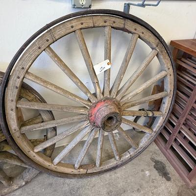 Sale Photo Thumbnail #1639: 4 ft Diameter Wood & Steel Real Wagon Wheel