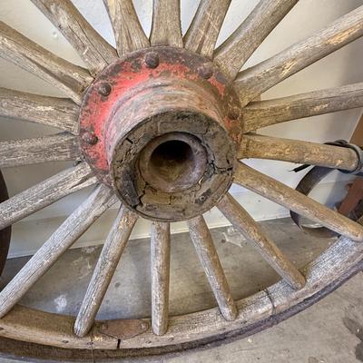 Sale Photo Thumbnail #1640: 4 ft Diameter Wood & Steel Real Wagon Wheel
