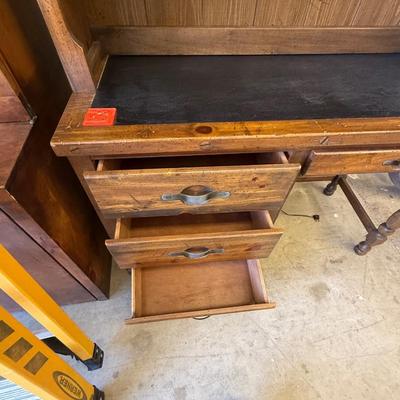 Sale Photo Thumbnail #1644: Wood Desk w/4 drawer & 3 drawer top Hutch 78”t