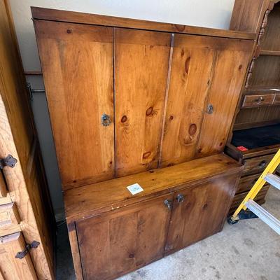 Sale Photo Thumbnail #1649: 25”d x 51”l x 64”t 1-Pc Pine Cabinet/Desk Unit
