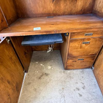 Sale Photo Thumbnail #1653: 25”d x 51”l x 64”t 1-Pc Pine Cabinet/Desk Unit