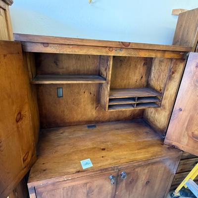 Sale Photo Thumbnail #1652: 25”d x 51”l x 64”t 1-Pc Pine Cabinet/Desk Unit