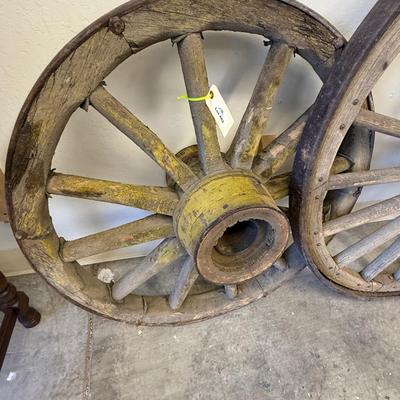 Sale Photo Thumbnail #1657: 1st of 4 39” Diameter Antique Wood Wagon Wheel