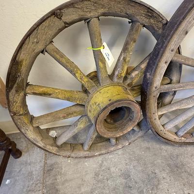 Sale Photo Thumbnail #1656: 1st of 4 39” Diameter Antique Wood Wagon Wheel