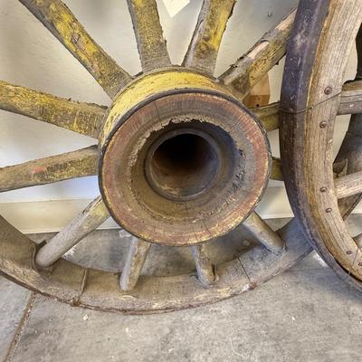 Sale Photo Thumbnail #1658: 1st of 4 39” Diameter Antique Wood Wagon Wheel