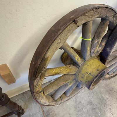 Sale Photo Thumbnail #1659: 1st of 4 39” Diameter Antique Wood Wagon Wheel