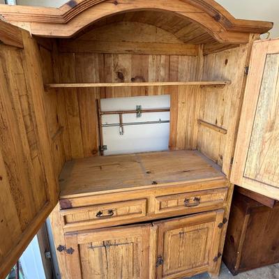 Sale Photo Thumbnail #1661: 25"d x 51”w x 80”t Thick Pine Wood Armoire Cabinet