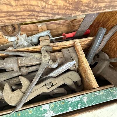 Sale Photo Thumbnail #1681: 2 Vtg. Wood Tool Boxes w/Lots of Tools & Parts
