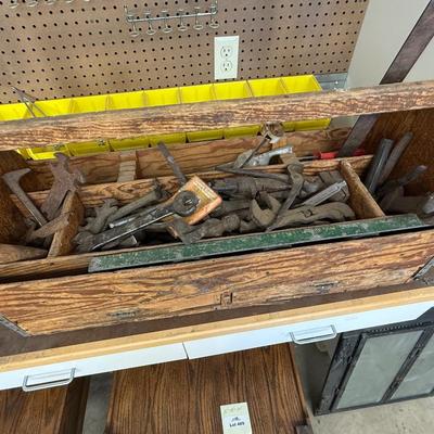 Sale Photo Thumbnail #1679: 2 Vtg. Wood Tool Boxes w/Lots of Tools & Parts