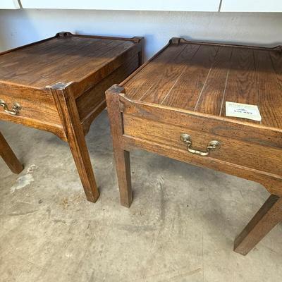 Sale Photo Thumbnail #1687: 2 Wood 1-Drawer 28”dx22”w x 24”t End Tables