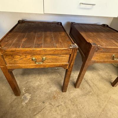 Sale Photo Thumbnail #1689: 2 Wood 1-Drawer 28”dx22”w x 24”t End Tables