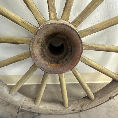 Sale Photo Thumbnail #1698: 2nd of these 4’ Diameter antique Wagon Wheels