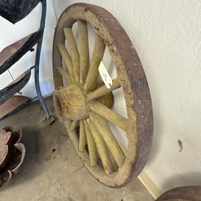 Sale Photo Thumbnail #1700: 2nd of these 4’ Diameter antique Wagon Wheels
