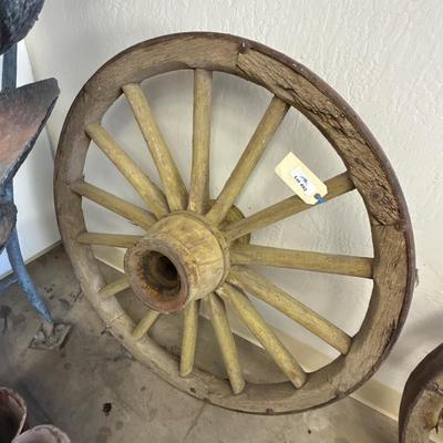 Sale Photo Thumbnail #1697: 2nd of these 4’ Diameter antique Wagon Wheels