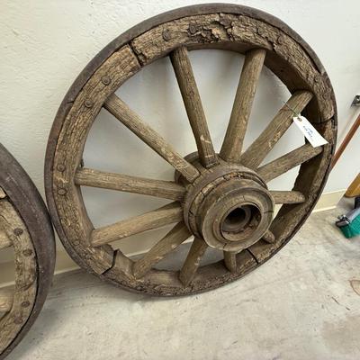 Sale Photo Thumbnail #1731: 3rd of 4 Antique Wood 39” Die. Wagon Wheels