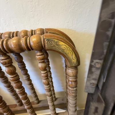 Sale Photo Thumbnail #1734: 2 Vtg. Twin Wood & Brass headboards w/frames