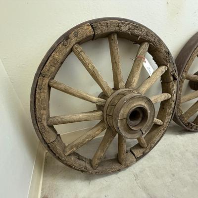 Sale Photo Thumbnail #1743: 4th of 4 Antique Wood 39” Die. Wagon Wheels