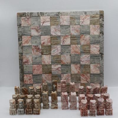 Large Vintage Onyx Chess & Tic Tac Toe Set