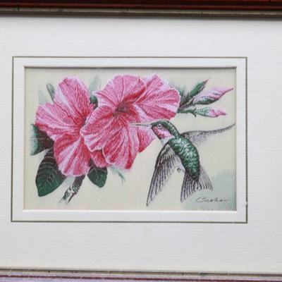 Cash's Framed Woven Picture "Ruby Humming Bird"