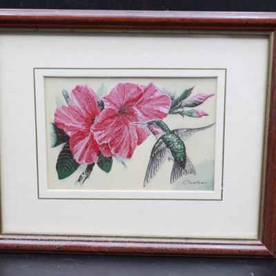 Cash's Framed Woven Picture "Ruby Humming Bird"