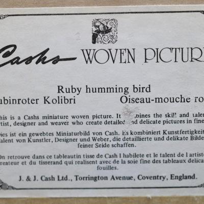 Cash's Framed Woven Picture "Ruby Humming Bird"