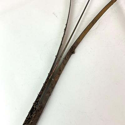 Sale Photo Thumbnail #1378: Comes with nails for display on wall
Measures: 3' 4" high x 19" wide
Late 20th century bronze bird sculpture with rushes and reed titled "Nuthatch" by Georgia Gerber  ; cast of the artist's foundry on Whidbey Island, Washington; wall hung; very good condi