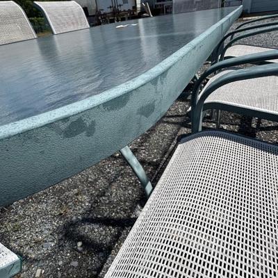 406 Large Outdoor Glass Top Dining Table With 8 Matching Chairs