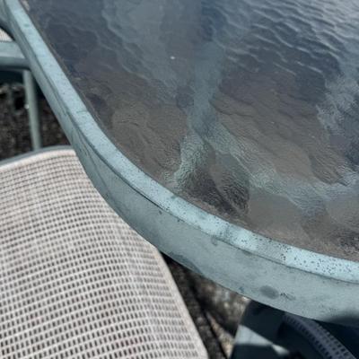 406 Large Outdoor Glass Top Dining Table With 8 Matching Chairs