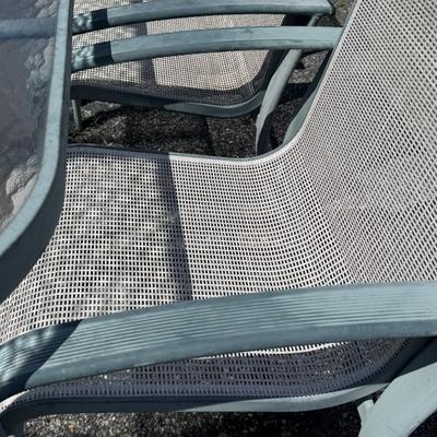 406 Large Outdoor Glass Top Dining Table With 8 Matching Chairs