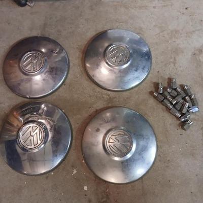 Vintage VW Hubcaps with Lug Nuts – Set of 4