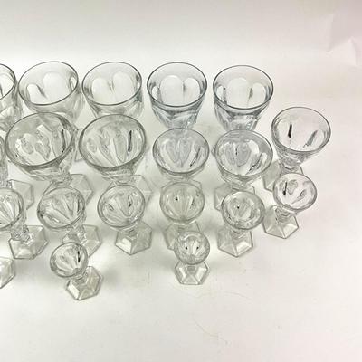 Sale Photo Thumbnail #1416: Comes with various sized glasses
Smallest glass: 4" high x 2" diameter
Largest glass: 6.5" high x 3.5" diameter