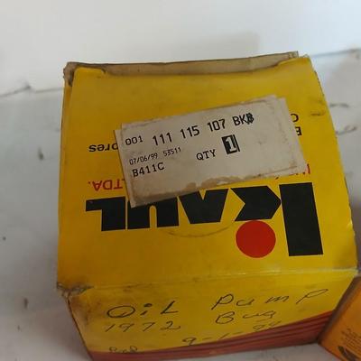 VW Beetle Parts Lot – 1965 & 1972 Bug – Spark Plugs, Brake Parts, Oil Pump & More