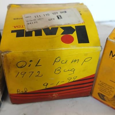 VW Beetle Parts Lot – 1965 & 1972 Bug – Spark Plugs, Brake Parts, Oil Pump & More