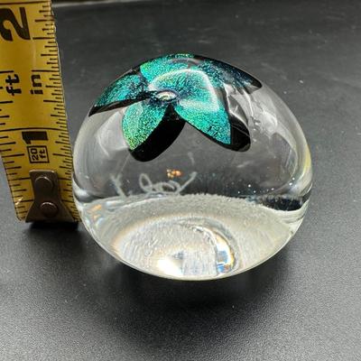Hand Blown Paperweight Signed