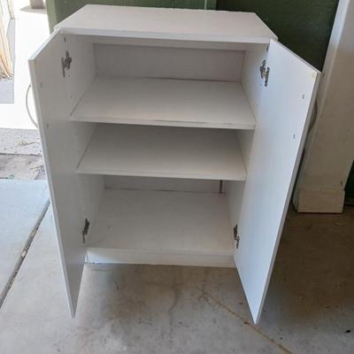 White Freestanding Utility Storage Cabinet – 2 Doors, 3 Shelves