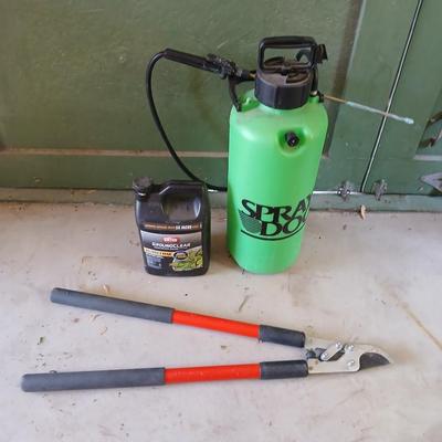 Yard & Garden Tool Lot – Pump Sprayer, Loppers, Ortho GroundClear Weed Killer