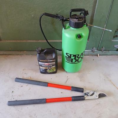 Yard & Garden Tool Lot – Pump Sprayer, Loppers, Ortho GroundClear Weed Killer