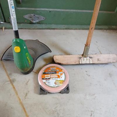 Yard Maintenance Lot – Corded Grass Trimmer, Push Broom, .095 Trimmer Line