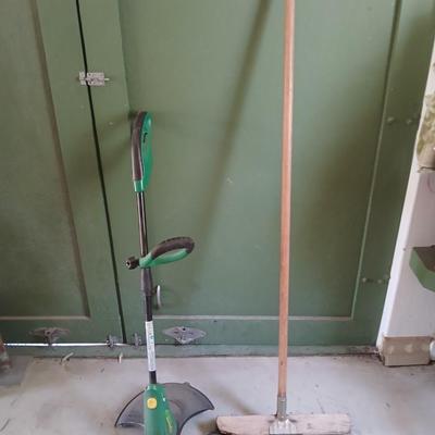 Yard Maintenance Lot – Corded Grass Trimmer, Push Broom, .095 Trimmer Line