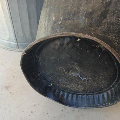 Galvanized Trash Can with Lid & Vintage Coal/Ash Scuttle Bucket